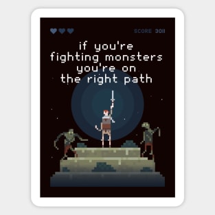 Fight Monster Pixel Game Sticker